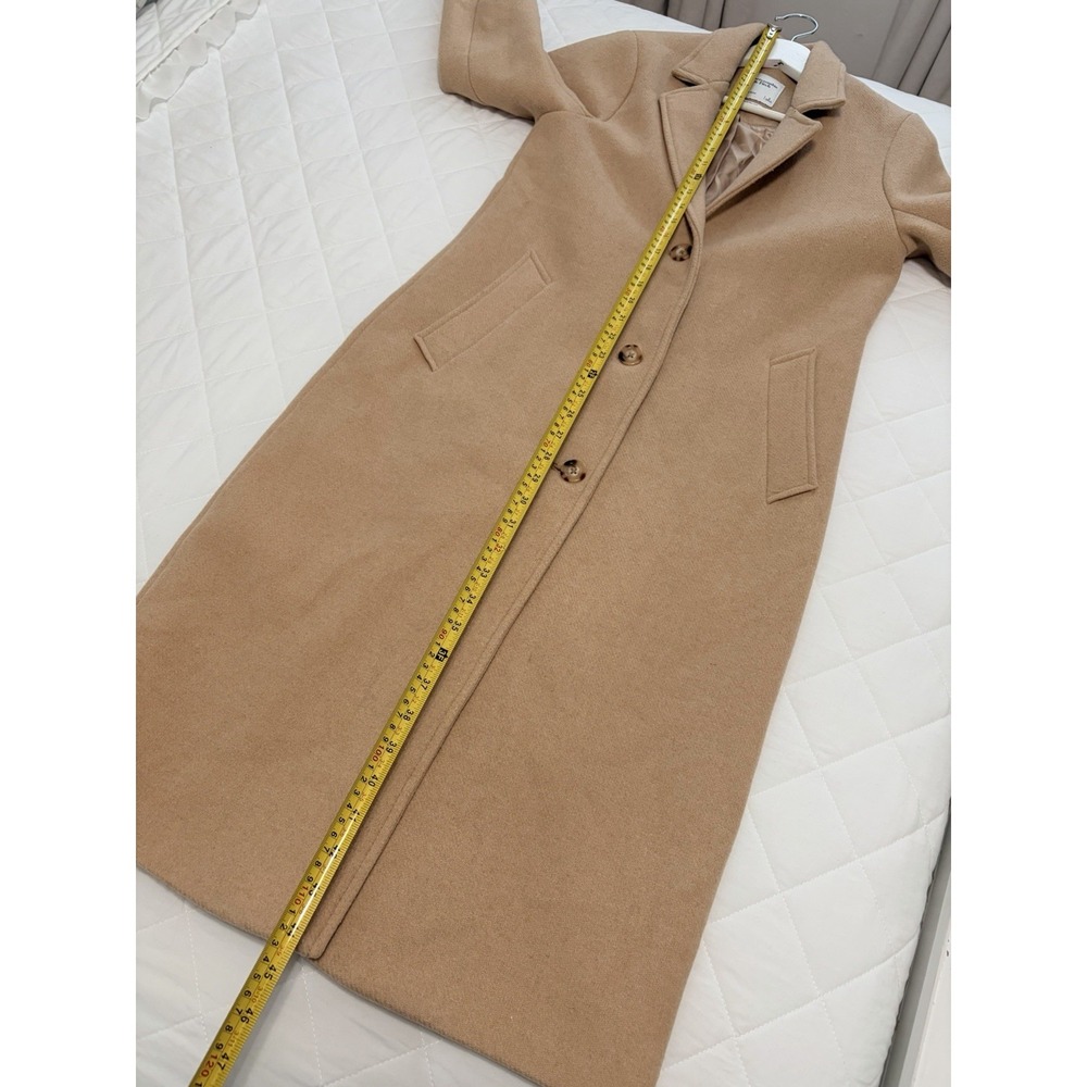 Abercrombie The A&F Dad Coat Camel Wool Blend Long Overcoat Quiet Luxury Size S - Picture 8 of 10